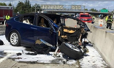 Photo of a Tesla crashed. By AP